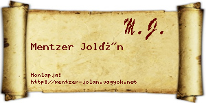Mentzer Jolán névjegykártya